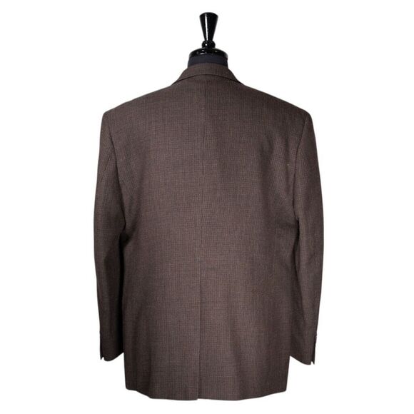 Chaps Ralph Lauren Mens Blazer Dark Brown Check 100% Wool Jacket Sport Coat 44R - Picture 2 of 9